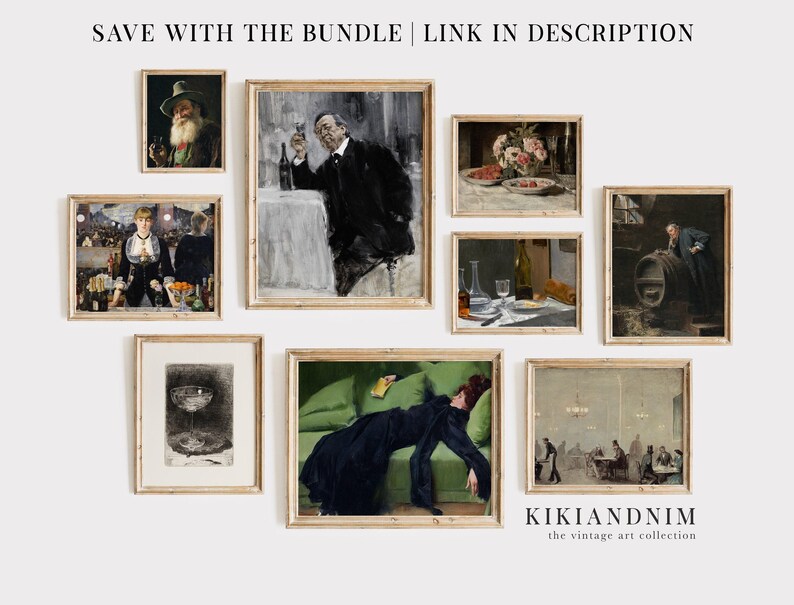 moody wall art | emerald green art | vintage bar cart print | dark academia decor | vintage woman portrait | kikiandnim | printable wall art image 6