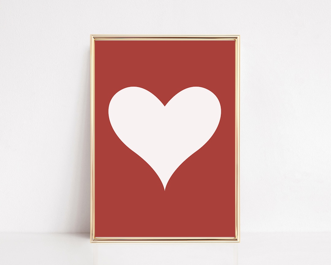 Romantic Wall Art Valentines Day Wall Art Red Heart Print Modern