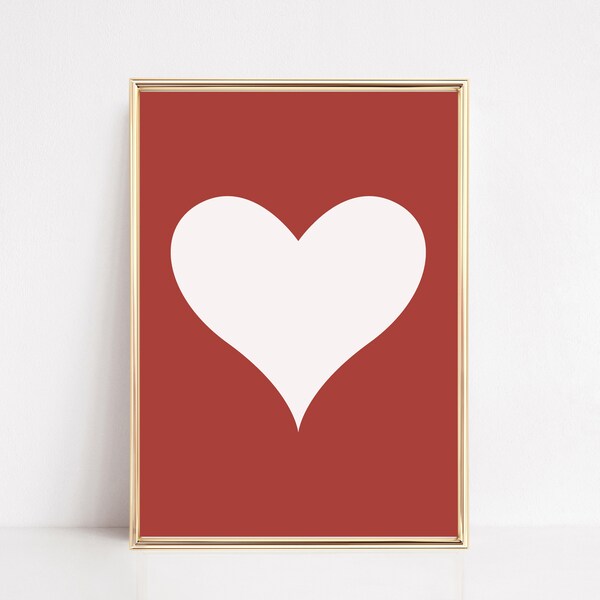 romantic wall art | valentines day wall art | red heart print | modern valentines day decor | red wall art | kikiandnim | printable wall art