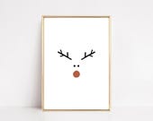 minimalist christmas print | neutral christmas decor | reindeer christmas wall art | kikiandnim | printable wall art