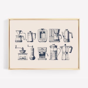 coffee poster | navy wall art | coffee bar decor | coffee wall art | coffee print | cute kitchen print | kikiandnim | printable wall art