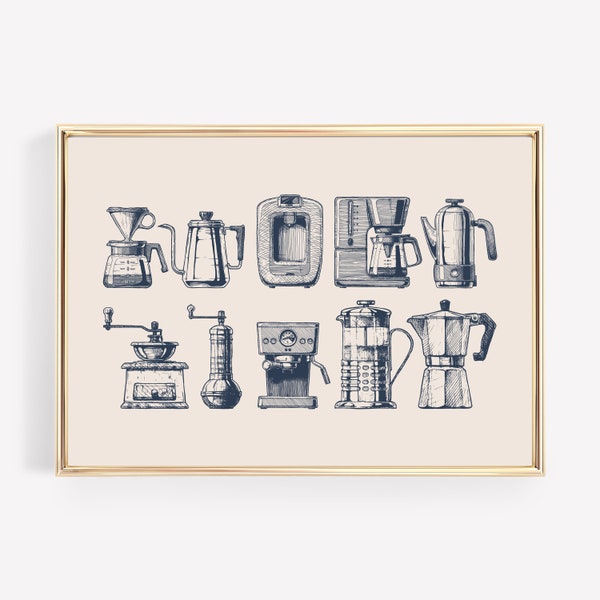 coffee poster | navy wall art | coffee bar decor | coffee wall art | coffee print | cute kitchen print | kikiandnim | printable wall art