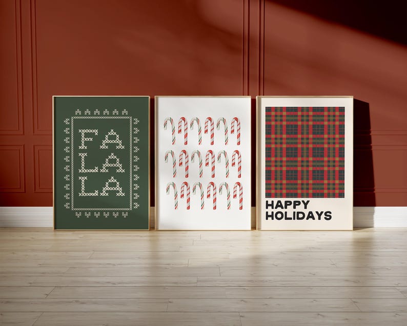 christmas candy cane decor | candy cane printable wall art | candy cane art | classic christmas wall art | kikiandnim | digital print image 4