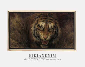 samsung frame tv art | vintage tiger | dark moody art for frame tv | the frame tv art | animal frame tv art | kikiandnim | digital tv art