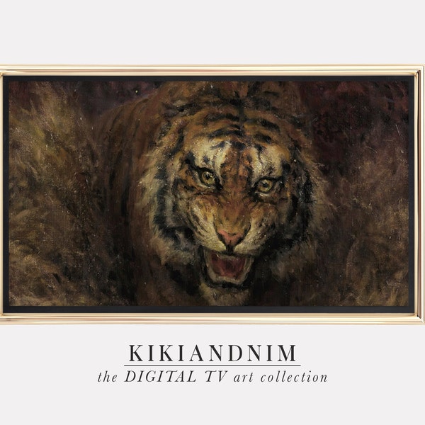 samsung frame tv art | vintage tiger | dark moody art for frame tv | the frame tv art | animal frame tv art | kikiandnim | digital tv art