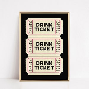 trendy wall art | retro print | bar cart decor | bar cart print | drink ticket print | bar cart art | kikiandnim | digital print