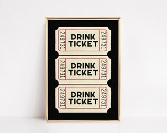 trendy wall art | retro print | bar cart decor | bar cart print | drink ticket print | bar cart art | kikiandnim | digital print