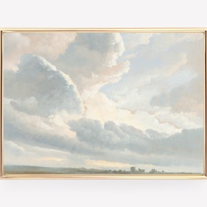 vintage cloud painting | antique print | french countryside print | nursery decor | oil painting | printable vintage art | digital download