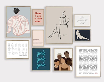 feminist wall art | feminist poser | set of 10 PRINTABLES | gallery wall set | female empowerment wall art | kikiandnim | digital download
