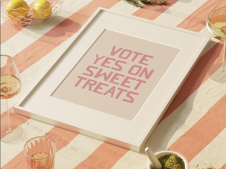 pink girly wall art | cute kitchen print | sweet treat sign | funny dorm decor | apartment decor | kikiandnim | digital download image 7