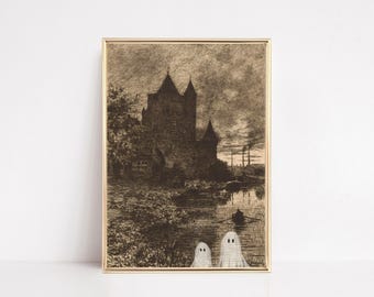vintage halloween ghost print | halloween decor | dark academia wall art | halloween wall art | gothic wall art | kikiandnim | digital print