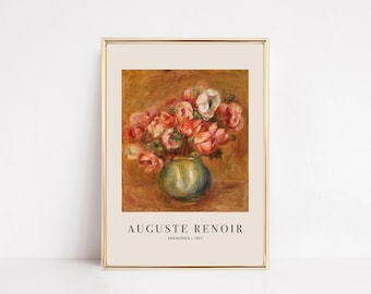 vintage auguste renoir print | floral wall art | vintage oil painting | living room wall art | home decor | kikiandnim | digital download