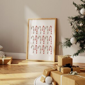 christmas candy cane decor | candy cane printable wall art | candy cane art | classic christmas wall art | kikiandnim | digital print image 2