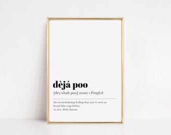 Deja Poo Funny Bathroom Print | Definition Wall Art | KIKIANDNIM | Digital Print