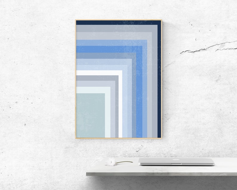 Colorful Wall Art Geometric Wall Art Sky Blue Wall Art Etsy