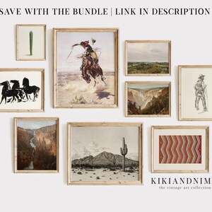 vintage cowboy art | southwestern decor | western wall art | horse print | western decor | rustic wall art | kikiandnim | digital art print image 6