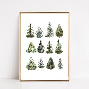 farmhouse christmas print | pine tree art | christmas wall art | christmas decor | winter wall art print | kikiandnim | printable wall art