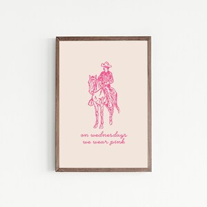 pink cowboy wall art | western wall art | pink wall art | trendy decor | funny cowboy print | horse wall art | kikiandnim | digital print image 5