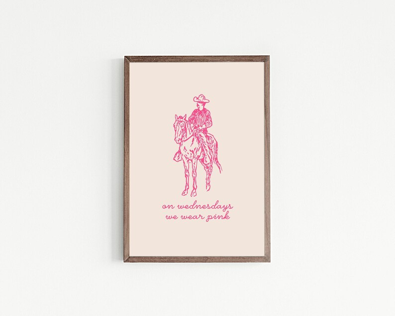 pink cowboy wall art | western wall art | pink wall art | trendy decor | funny cowboy print | horse wall art | kikiandnim | digital print image 5