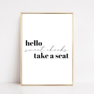 printable wall art for bathroom | home decor bathroom | hello sweet cheeks print | funny bathroom art | bathroom print | digital download
