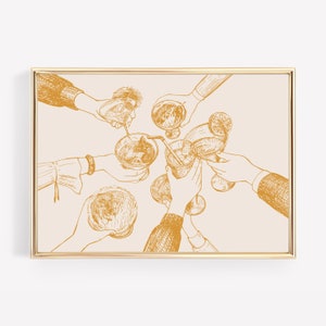 esthetische barwagendecor | proost afdrukken | oranje preppy kunst aan de muur | funky kunst aan de muur | retroprint | proost teken | kikiandnim | digitale afdruk