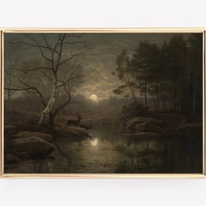 dark academia decor | moody forest landscape painting | halloween vintage decor | dark academia print | kikiandnim | printable wall art