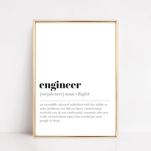 engineer definition print | engineer gift | engineering school grad gift | gift for engineer | engineer office decor | digital download