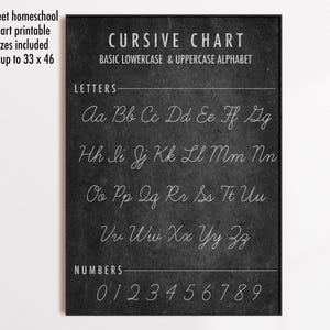 homeschool decor | homeschool printables | classroom decor | classroom poster | cursive alphabet writing chart | kikiandnim | digital print image 3