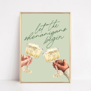 sage green wall art | bar cart print | cute st. patrick's day decor | bar cart decor | st. patty's day art | kikiandnim | printable wall art