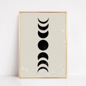 moon phases wall art | moon phase print | moon phase poster | mid century modern wall art | geometric poster | boho print | instant download