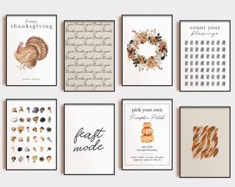 thanksgiving decor | set of 20 PRINTABLES | modern thanksgiving wall art | autumn decor | gallery wall set | kikiandnim | printable wall art