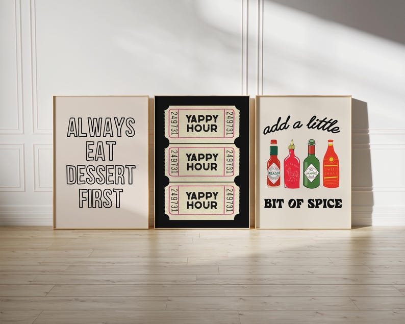 trendy kitchen wall art mega bundle | 30 KITCHEN PRINTS | aesthetic kitchen decor | cute dining room wall art | kikiandnim | digital prints image 5