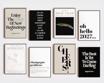 new years eve decorations | 20 PRINTABLES | new year 2027 printable | nye decor | new years prints | kikiandnim | printable wall art