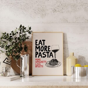 pasta wall art | aesthetic kitchen poster | kitchen wall art | large wall art | trendy apartment decor | kikiandnim | digital wall art print image 2