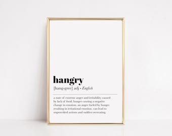 Hangry Definition Print | Funny Kitchen Wall Art | KIKIANDNIM | Digital Print