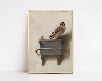 the goldfinch art print | light academia decor | vintage oil painting | antique bird print | vintage art | kikiandnim | printable wall art