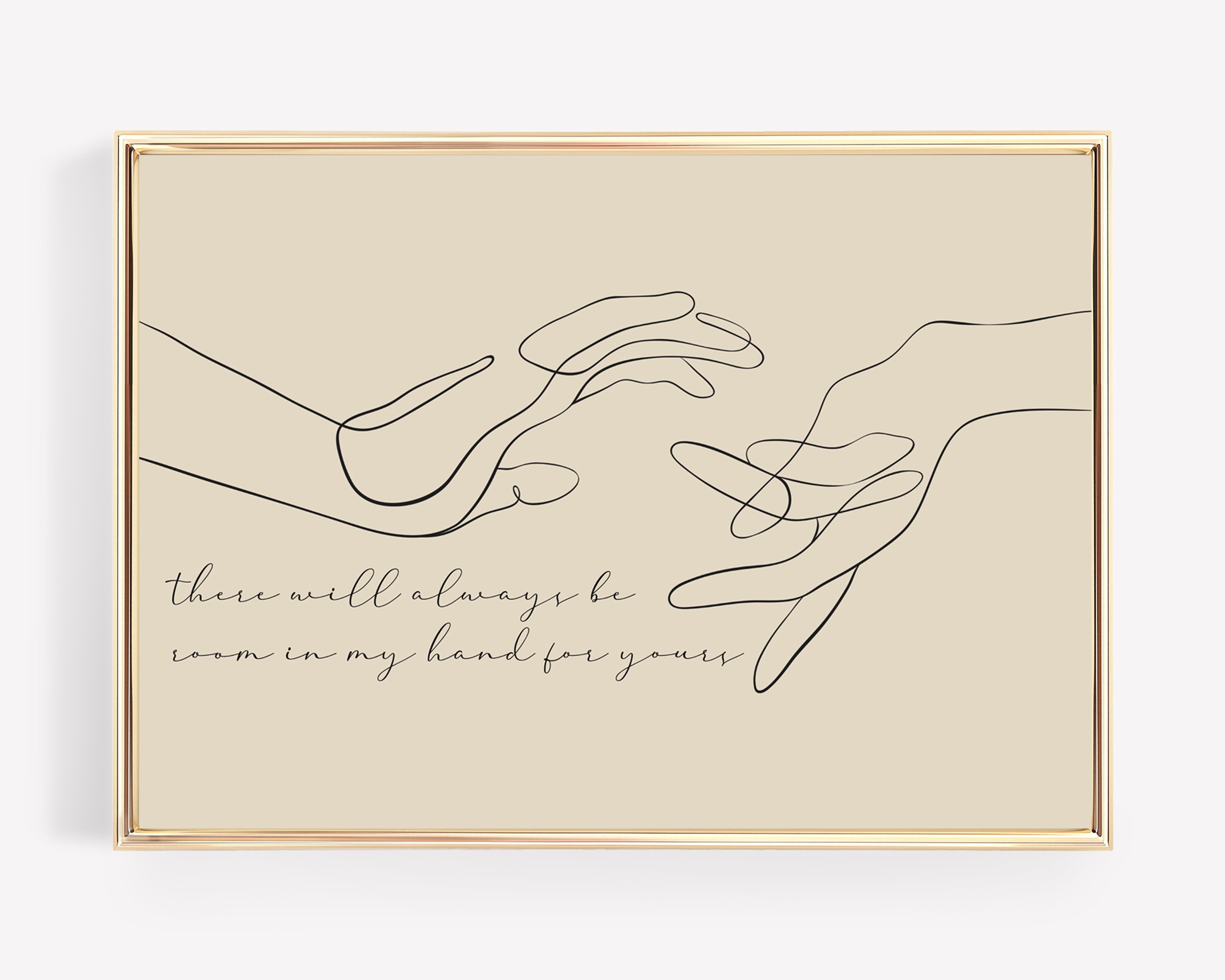 Fine Line Hands Print Love Quote Print One Line Drawing Etsy