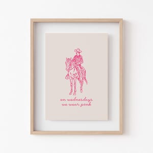 pink cowboy wall art | western wall art | pink wall art | trendy decor | funny cowboy print | horse wall art | kikiandnim | digital print image 2
