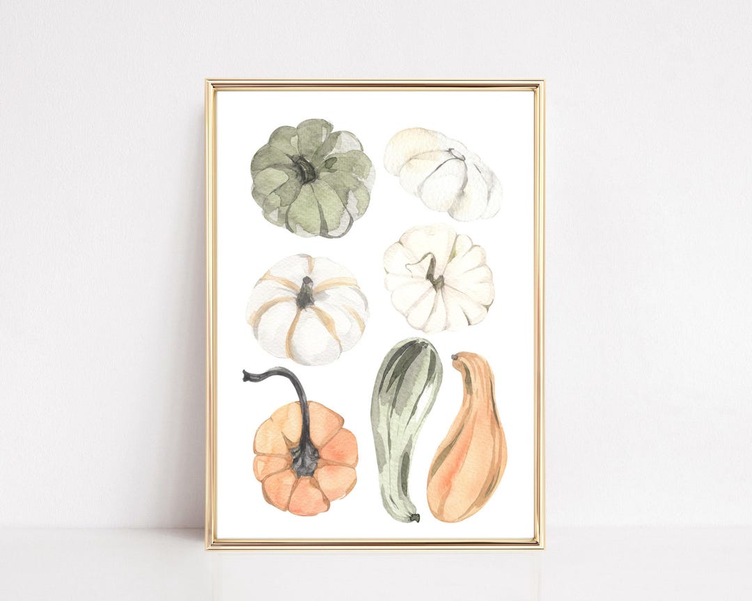 Watercolor Pumpkin Print | Thanksgiving Fall Decor | Autumn Wall Art ...