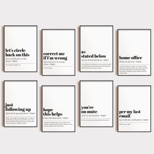 Funny Office Definition Prints | 16 PRINTABLES | Office Wall Art | Funny Work From Home Art | KIKIANDNIM | Printable Wall Art