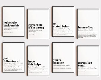 Funny Office Definition Prints | 16 PRINTABLES | Office Wall Art | Funny Work From Home Art | KIKIANDNIM | Printable Wall Art