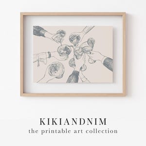 cheers cocktail print | cute kitchen decor | minimalist wall art | trendy bar cart print | kikiandnim | digital print image 10