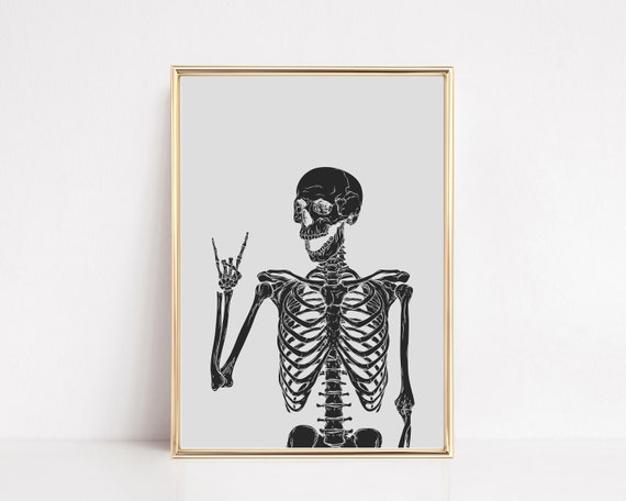 Skeleton Print Halloween Printable Wall Art Halloween - Etsy