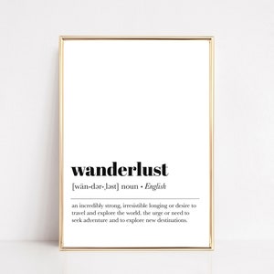 wanderlust definition print | travel art print | wanderlust wall art | minimalist print | gift for traveller | modern art | digital download