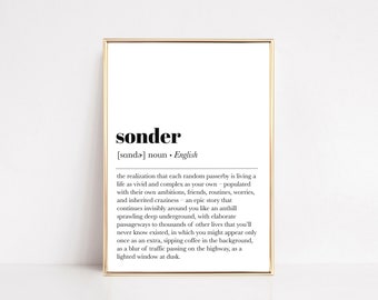 sonder definition printable | inspiring definition | word definition wall art | minimalist poster | home decor wall art | digital download