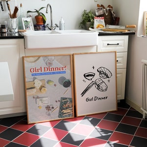 retro kitchen decor girl dinner print aesthetic kitchen wall art funny kitchen print trendy wall art kikiandnim digital print image 7