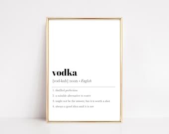 vodka definition print | bar cart decor | vodka wall art | bar accessories | drinks printable wall art | kikiandnim | digital download