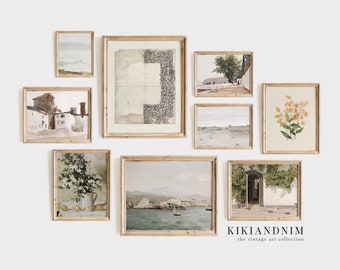 vintage mediterranean wall art | set of 9 prints | mediterranean decor | coastal wall art | gallery wall art | kikiandnim | digital prints