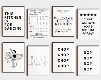 kitchen wall art | set of 8 kitchen prints | kitchen decor | kitchen art | dining room wall art | kikiandnim | printable wall art