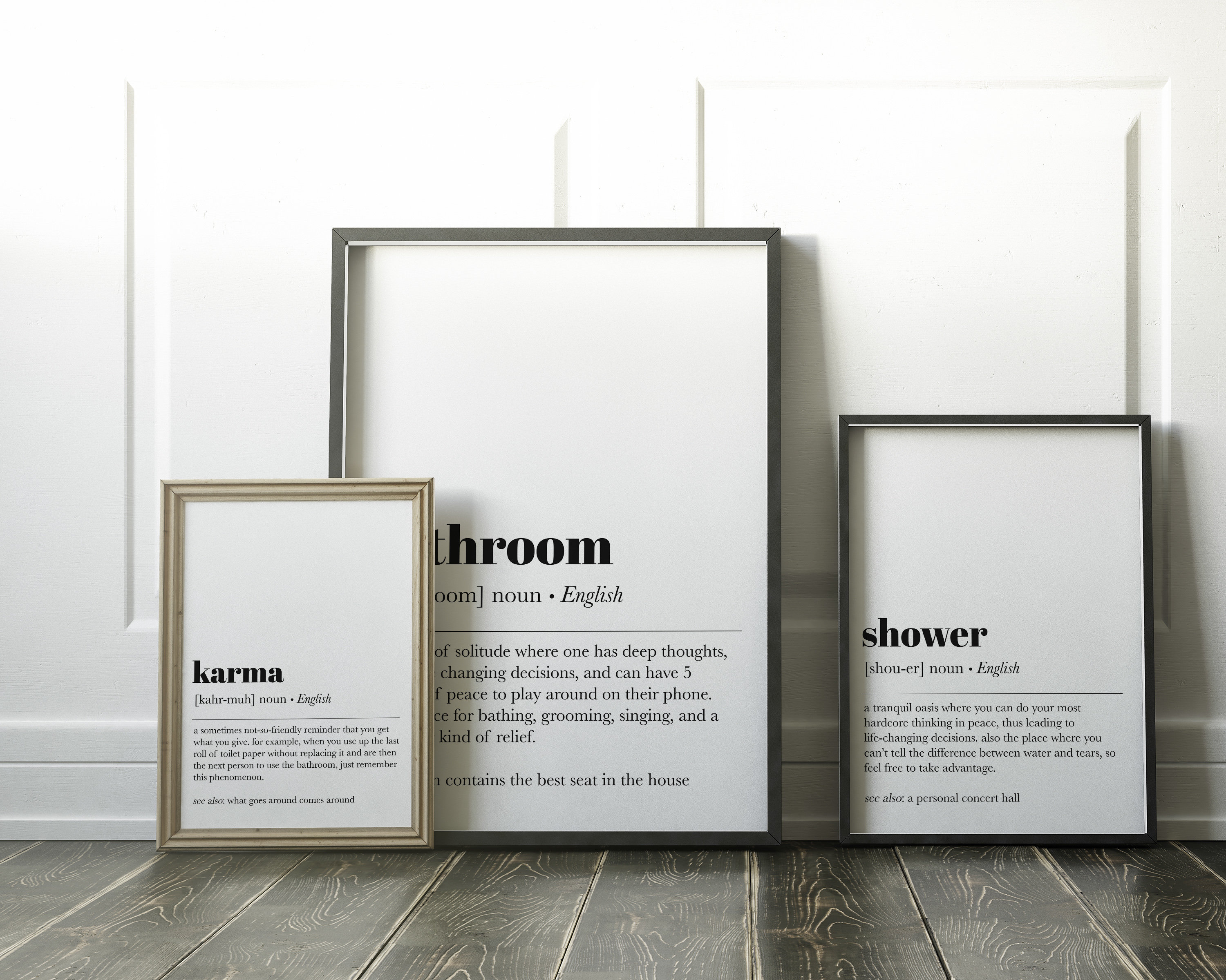 Funny Bathroom Wall Decor Set of 3 Bathroom Definition Etsy Canada